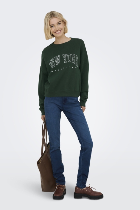 Only onlsweat life l/s crew o.size state